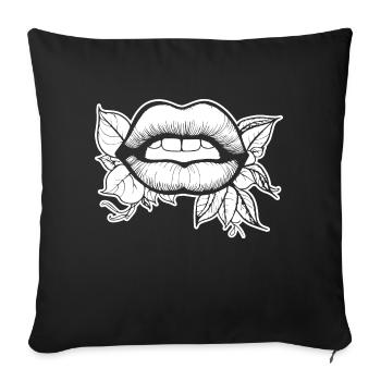 Lèvres, bouche, baisers lèvres - Housse de coussin décorative 45 x 45 cm - noir - Devant