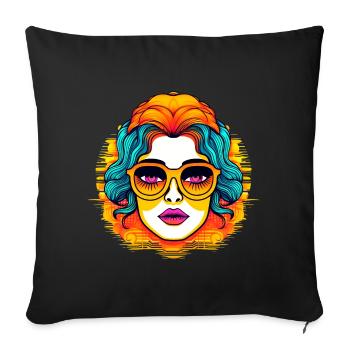 70s Head Music Funky Sunglasses Retro - Sofa pillowcase 17,3'' x 17,3'' (45 x 45 cm) - black - Front