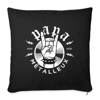 Papa Métalleux Cadeau Fan Heavy Metal Rock - Housse de coussin décorative 45 x 45 cm - noir - Devant