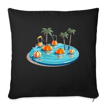 Piscine palmiers et ballons - Housse de coussin décorative 45 x 45 cm - noir - Devant