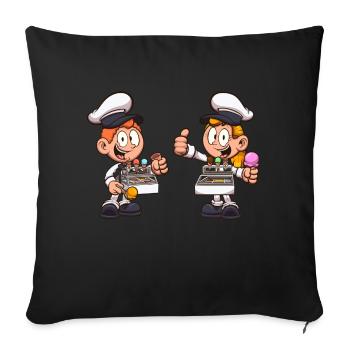 Boy And Girl Selling Ice Cream - Sofa pillowcase 17,3'' x 17,3'' (45 x 45 cm) - black - Front
