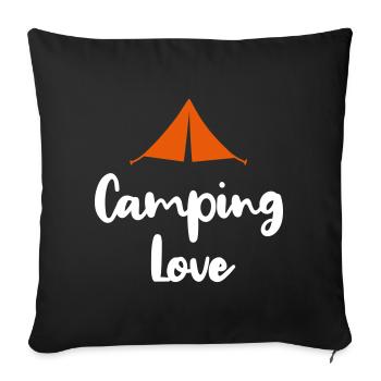 Camping Love Camper Tent Love Fan Outdoor Summer - Sofa pillowcase 17,3'' x 17,3'' (45 x 45 cm) - black - Front
