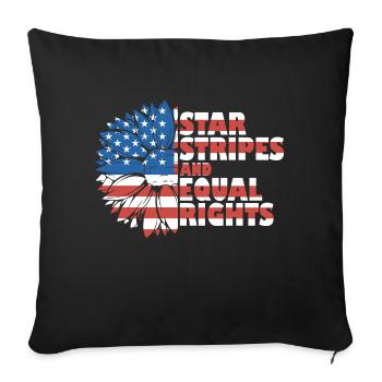 Rayures étoilées et égalité - Housse de coussin décorative 45 x 45 cm - noir - Devant