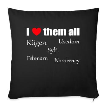 I love them all: German islands - Sofa pillowcase 17,3'' x 17,3'' (45 x 45 cm) - black - Front