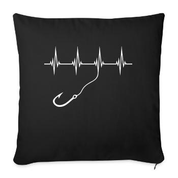 Fish Hook Pulse Leash Fisherman Heartbeat Fishing - Sofa pillowcase 17,3'' x 17,3'' (45 x 45 cm) - black - Front