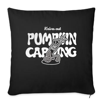 Kürbis schnitzen Vintage Cartoon Messer Halloween - Sofakissenbezug 45 x 45 cm - Schwarz - Vorne