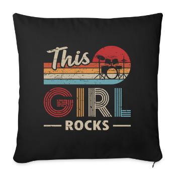 This Girl Rocks Drummer - Sofa pillowcase 17,3'' x 17,3'' (45 x 45 cm) - black - Front