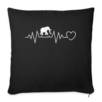 Elephant Heartbeat ECG Line Elephant - Sofa pillowcase 17,3'' x 17,3'' (45 x 45 cm) - black - Front