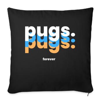 Forever Pugs - The Cute Companion - Sofa pillowcase 17,3'' x 17,3'' (45 x 45 cm) - black - Front