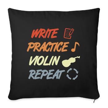Write Practice Violin Repeat - Sofa pillowcase 17,3'' x 17,3'' (45 x 45 cm) - black - Front