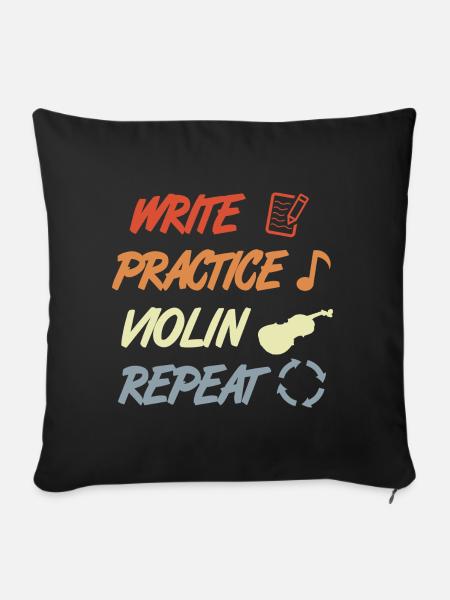 Write Practice Violin Repeat - Sofakissenbezug 45 x 45 cm - Schwarz