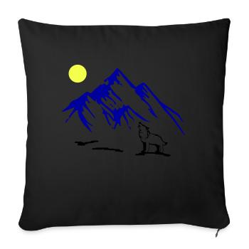 Loup Pleine Lune - Housse de coussin décorative 45 x 45 cm - noir - Devant