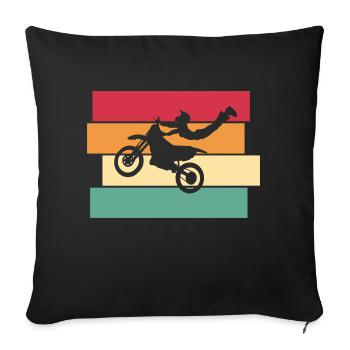 Motocycliste Motocross Rétro Enduro - Housse de coussin décorative 45 x 45 cm - noir - Devant