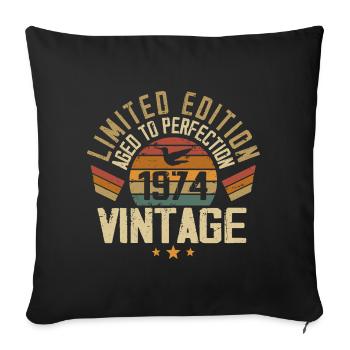 Vintage 1974 Retro 1974 Birthday Gift - Sofa pillowcase 17,3'' x 17,3'' (45 x 45 cm) - black - Front