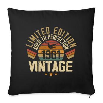Jahrgang 1961 Retro 1961 Geburtstagsgeschenk - Sofakissenbezug 45 x 45 cm - Schwarz - Vorne