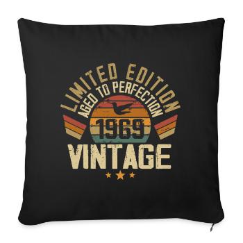 Vintage 1969 Retro 1969 Birthday Gift - Sofa pillowcase 17,3'' x 17,3'' (45 x 45 cm) - black - Front