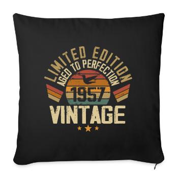 Vintage 1957 Retro 1957 Birthday Gift - Sofa pillowcase 17,3'' x 17,3'' (45 x 45 cm) - black - Front