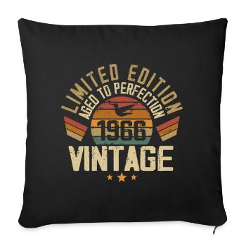 Vintage 1966 Cadeau d’anniversaire 1966 Rétro - Housse de coussin décorative 45 x 45 cm - noir - Devant