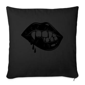 Halloween Vampire Lèvres Prothèses dentaires - Housse de coussin décorative 45 x 45 cm - noir - Devant