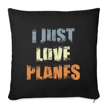 Flugzeug Fan - Sofakissenbezug 45 x 45 cm - Schwarz - Vorne