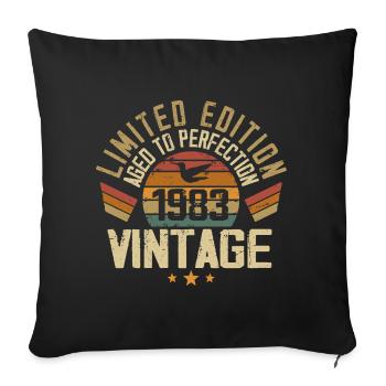 Vintage 1983 Cadeau d’anniversaire 1983 Rétro - Housse de coussin décorative 45 x 45 cm - noir - Devant