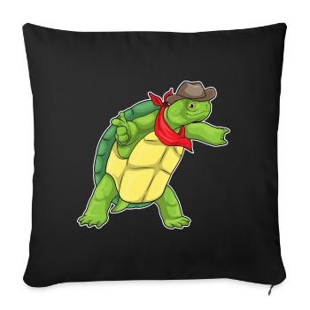 Tortue Cowboy Chapeau de Cowboy - Housse de coussin décorative 45 x 45 cm - noir - Devant