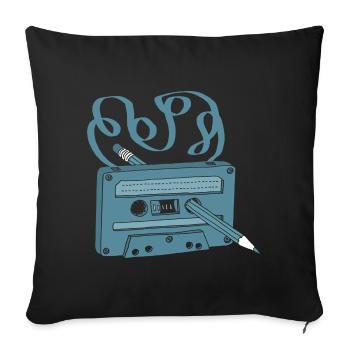 A Retro Music Cassette with a Pencil - Sofa pillowcase 17,3'' x 17,3'' (45 x 45 cm) - black - Front