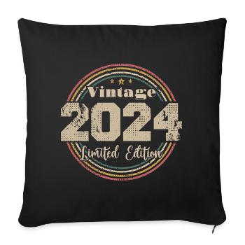 2024 Birthday Vintage Retro Born In - 2024 - Sofa pillowcase 17,3'' x 17,3'' (45 x 45 cm) - black - Front