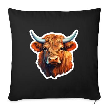 Bovins Highland - Housse de coussin décorative 45 x 45 cm - noir - Devant