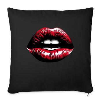 Besinnliche Lippen Roter Lippenstift - Sofakissenbezug 45 x 45 cm - Schwarz - Vorne