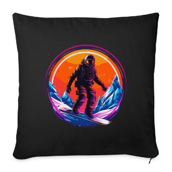 Snowboarding or skiing and then après ski - Sofa pillowcase 17,3'' x 17,3'' (45 x 45 cm) - black - Front