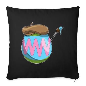 Œuf de Pâques Peinture de Pâques - Housse de coussin décorative 45 x 45 cm - noir - Devant
