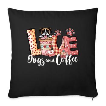 Boxer Dog Coffee Lover Dog Mom Valentines Day - Sofa pillowcase 17,3'' x 17,3'' (45 x 45 cm) - black - Front