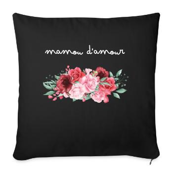 Mamou d’amour fleurs- idée cadeau mamie - Housse de coussin décorative 45 x 45 cm - noir - Devant