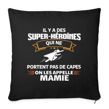 Super-Héroïne Capes Mamie Motivante - Housse de coussin décorative 45 x 45 cm - noir - Devant