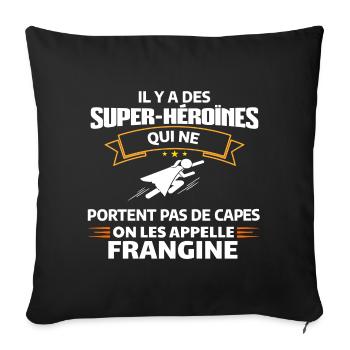 Super-Héroïne Frangine T-Shirt Empowerment - Housse de coussin décorative 45 x 45 cm - noir - Devant