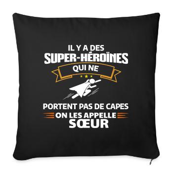 Héroïnes non capes illustrées - Housse de coussin décorative 45 x 45 cm - noir - Devant