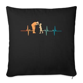 Father and Son Heartbeat - Sofa pillowcase 17,3'' x 17,3'' (45 x 45 cm) - black - Front