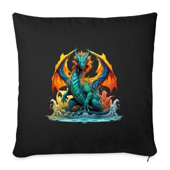 Dragon, Fantasy, Magic, Mysticism, Creature, Fable, Animal - Sofa pillowcase 17,3'' x 17,3'' (45 x 45 cm) - black - Front