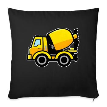 Bétonnière jaune - Housse de coussin décorative 45 x 45 cm - noir - Devant