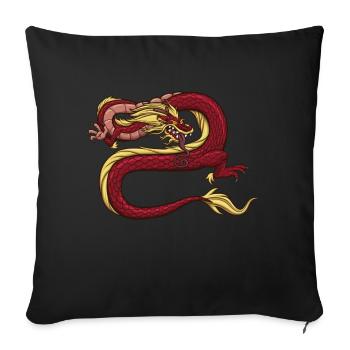 Dragon chinois rouge - Housse de coussin décorative 45 x 45 cm - noir - Devant
