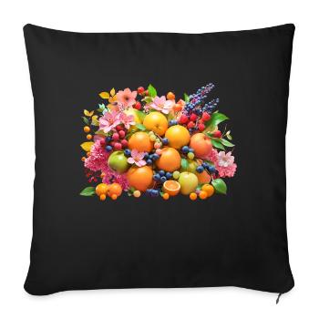 Fruits et fleurs - Housse de coussin décorative 45 x 45 cm - noir - Devant