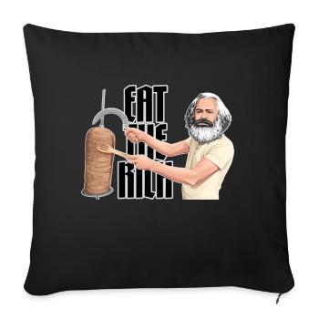 Karl Marx / Mangez les riches - Housse de coussin décorative 45 x 45 cm - noir - Devant