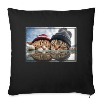Two cute sleeping kittens - Sofa pillowcase 17,3'' x 17,3'' (45 x 45 cm) - black - Front