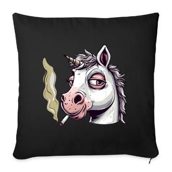 Einhorn Raucher Smoke Joint - Sofakissenbezug 45 x 45 cm - Schwarz - Vorne
