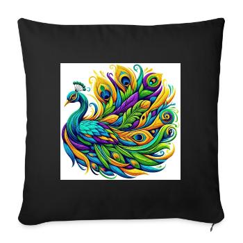 Paon - Housse de coussin décorative 45 x 45 cm - noir - Devant