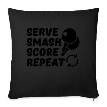 Joueur de tennis de table Raquette de tennis de table - Housse de coussin décorative 45 x 45 cm - noir - Devant