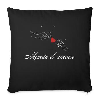 mamie d’amour - Housse de coussin décorative 45 x 45 cm - noir - Devant