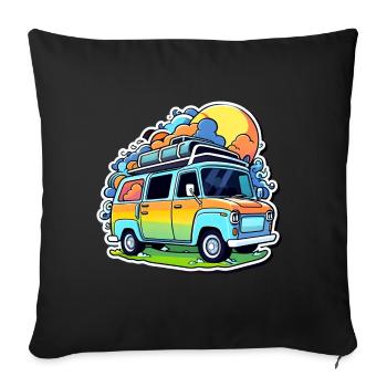 Camping-car Camping-car Camping - Housse de coussin décorative 45 x 45 cm - noir - Devant