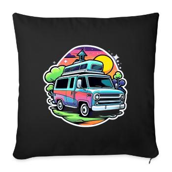 Camping-car Camping-car Camping - Housse de coussin décorative 45 x 45 cm - noir - Devant